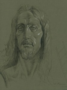 Jesús Nazareno del Paso. Estudio II. Tinta china y lápiz blanco, 43 x 32 cm. 2008